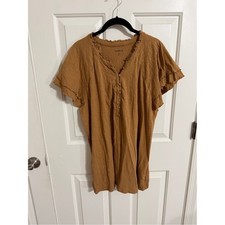 Torrid Ruffle Henley Top Rust Orange Flutter Sleeve Boho Knit 3X 40100020 picture