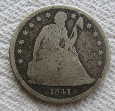1841 Seated Liberty Silver Dollar Early Rare Key Date Type Coin Mintage 173,000 picture