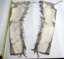 Vtg Leather Chaps Cowboy Rodeo FRINGE Zipper picture