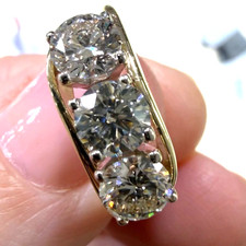 2.82Ctw Round Cut Moissanite Three Stones Engagement Ring 14k Yellow Gold Plated picture