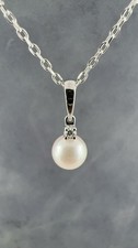 MiKiMOTO  Akoya Culture Pearl Diamond Necklace 18 Inch 18k White Gold picture