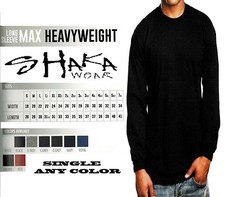 Shaka Wear Mens Max Heavyweight Long Sleeve T-shirt Any Color Basic Plain Tee picture
