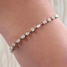 5CT Multi Shape Lab Created Diamond Women's Tennis Bracelet White Gold Plated picture