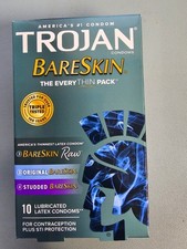 Trojan Bareskin Raw, Original, & Studded Lubricated Latex Male Condoms - 10 Pack picture