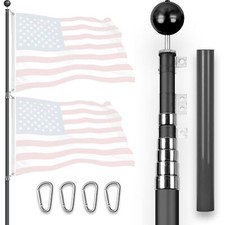 NEW G128 25Ft Telescoping Aluminum Black Flagpole (Flag NOT Included) picture