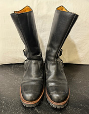 Chippewa Men's Black Leather Biker Mid-Calf Boots Made in USA 8.5 D picture
