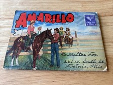 Vintage 1942 Amarillo Texas Linen Postcard Souvenir Folder Accordion Mailer WWII picture