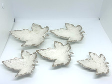 Vintage Set of 5 Nesting Maple Leaf Dishes Gold Trim Ceramic MCM Fall Decor picture