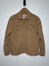 Mos Mosh Kiara Trail Jacket Brown Cotton Blend Snap Flower Patch Womens L/XL picture