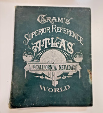 Antique Cram's Superior Atlas California Nevada &  World 1908 Maps photos text picture
