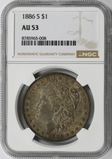 1886-S $1 Morgan Silver Dollar NGC AU53 Better Date Scarce San Francisco Issue picture