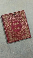 Antique 1870s Album of the Heart Scrapbook with Etchings & Postcards picture