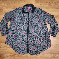 Betsy Johnson Torrid Rose Skull Tunic Goth Punk Sheer Blouse Sz 1 Dark Romantic picture
