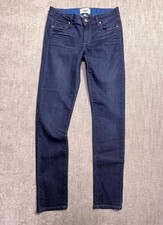 Paige Skyline Skinny Jeans Women 28 Blue Dark Wash Denim Cotton Pockets Mid Rise picture