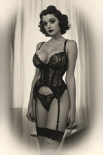 Pin-Up  Black Lace Corset Risque Glamour 4x6 Photo picture