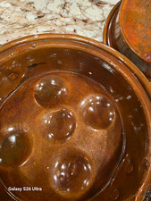Vintage French Copper Escargot Pan Snail Dish Poached Egg Baker Brass Handles picture