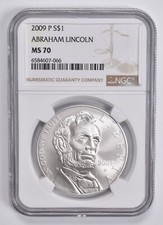 2009-P Abraham Lincoln Commemorative Silver Dollar MS70 NGC Brown Label picture
