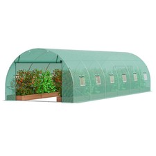 VEVOR Walk-in Tunnel Greenhouse 29.2x9.7x6.5ft Galvanized Frame PE Cover Green picture