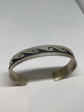 28g STERLING SILVER OVERLAY NATIVE AMERICAN WAVES HOPI FETISH CUFF BRACELET picture