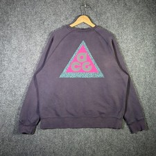 Vintage Nike ACG Sweatshirt Mens XL Purple Abstract Faded Hiking Outdoor Gear picture