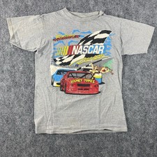Vintage 90s Looney Tunes Nascar T Shirt Single Stitch Small Rolling Thunder Rare picture