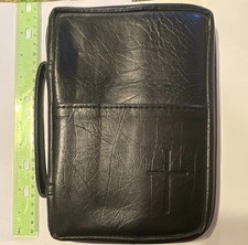 1987 King James Version Ultra Thin Bible W Case Black Premium Bonded Leather ￼ picture