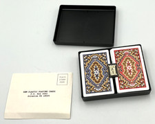 Vintage KEM Plastic Pinochle Playing Cards Double Deck Set w/ Original Case picture