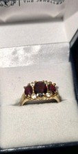 Genuine 9ct Yellow or Rose Gold Natural Garnet Trilogy Ring Three-Stone picture