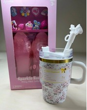 A Little Obsessed Floral Tumbler 14oz and Sparkle Sandals Play Set with Charms picture