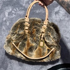 Donna Salyers' Fabulous-Furs Faux Fur Patchwork Satchel Handbag picture