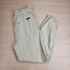 Boho Linen Blend Joggers Social Standard Women XL Beige Drawstring Casual Earthy picture