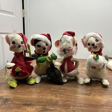 Vtg Annalee Christmas Mouse Dolls Lot of 4 1965-1971 Santa Mrs Caroler Candle picture