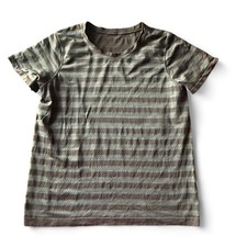 Lululemon Breeze By Crewneck Mesh Striped Black Gray Size 8 picture