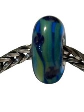 Authentic Troll Bead Caribbean Retired Murano Glass Bead Green Blue Purple New picture