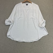 Torrid Women’s Harper White Roll-Tab Sleeve Tunic Blouse Size 1 picture