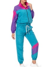 MASSWO 80s 90s Track Suit for Women 2 Piece Long Sleeve Retro Outfit Set picture