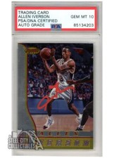 Allen Iverson 1996-97 Bowman's Best Autograph Rookie Card #R1 PSA/DNA 10 (Red) picture