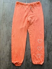 SUNDRY Neon Orange Heart Joggers Sweatpants Casual NEW Athleisure Lounge 2 M picture