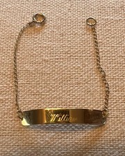 Vintage Simmons 14k Gold Infant Baby ID Bracelet Monogrammed “William” 3 3/4” picture