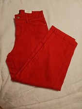 Free Assembly Crop Barrel Red Jeans Size 4 Mid Rise New with Tags Women's Pants picture