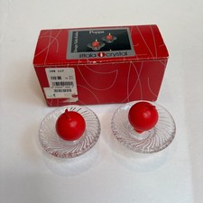 Vintage Iittala Poppa Candle Holders Set of 2 Valto Kokko Finland Crystal w/ Box picture