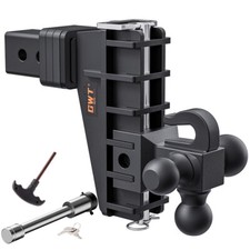 Adjustable Trailer Hitch 2.5'' Receiver 6'' Drop Tow Tri-Ball w/ Hook Heavy Duty picture