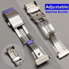 316L Adjustable Ratchet Buckle Stainless Steel Watch Strap Clasp 18mm 20mm 22mm picture