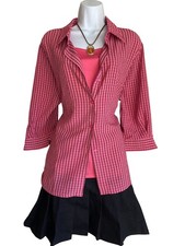 Vintage Joanna Plus XL Pink Striped Button Up Tunic Blouse Casual Artsy Indie picture