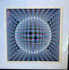 Victor Vasarely ATHMOS 1985 Signed Serigraph 166/300 Op Art Framed 34” picture