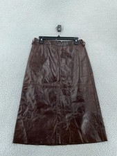 Vtg Gap Leather A Line Skirt Womens Medium Brown Western High Waist Back Zip Y2K picture