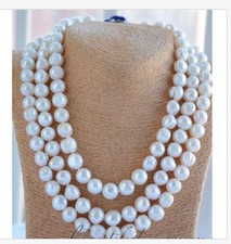 single strands11-12mm round south sea white pearl necklace 48inch 925s picture
