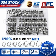 120pcs Adjustable Hose Clamps Worm Gear Stainless Steel Clamp Assortment Kit picture