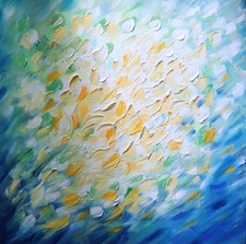 Original Blue Green Abstract Painting 36x36 Textured Impasto Canvas Wall Art picture