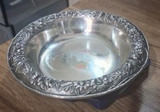 Antiq S. Kirk & Son Sterling Silver Repousse Floral Berry Bon Bon Bowl Dish #409 picture